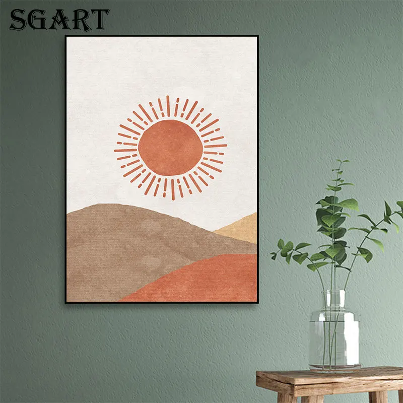 

Abstract Desert Cactus Geometric Landscape Wall Art Canvas Painting Nordic Poster And Prints Wall Pictures For Living Room Decor