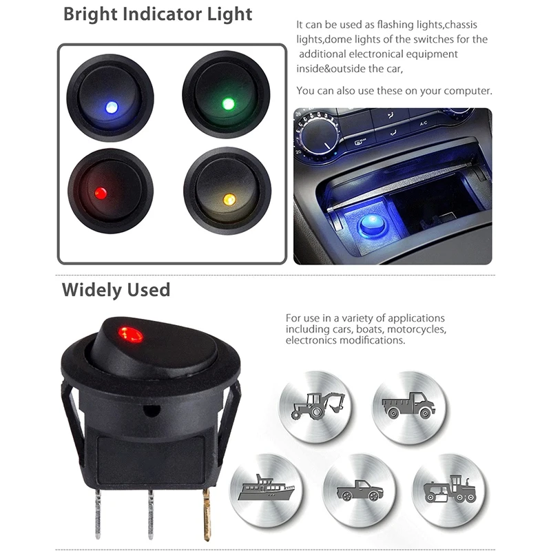 20PCS 12V ROCKER SWITCH Led Light Car Auto Boat Round ON/OFF SPST 20 AMP | Обустройство дома
