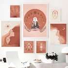 Настенная Картина на холсте с изображением листьев ведьмы солнца Луны ведьмы виткрафа скандинавские постеры и принты настенные картины для гостиной Бохо Декор