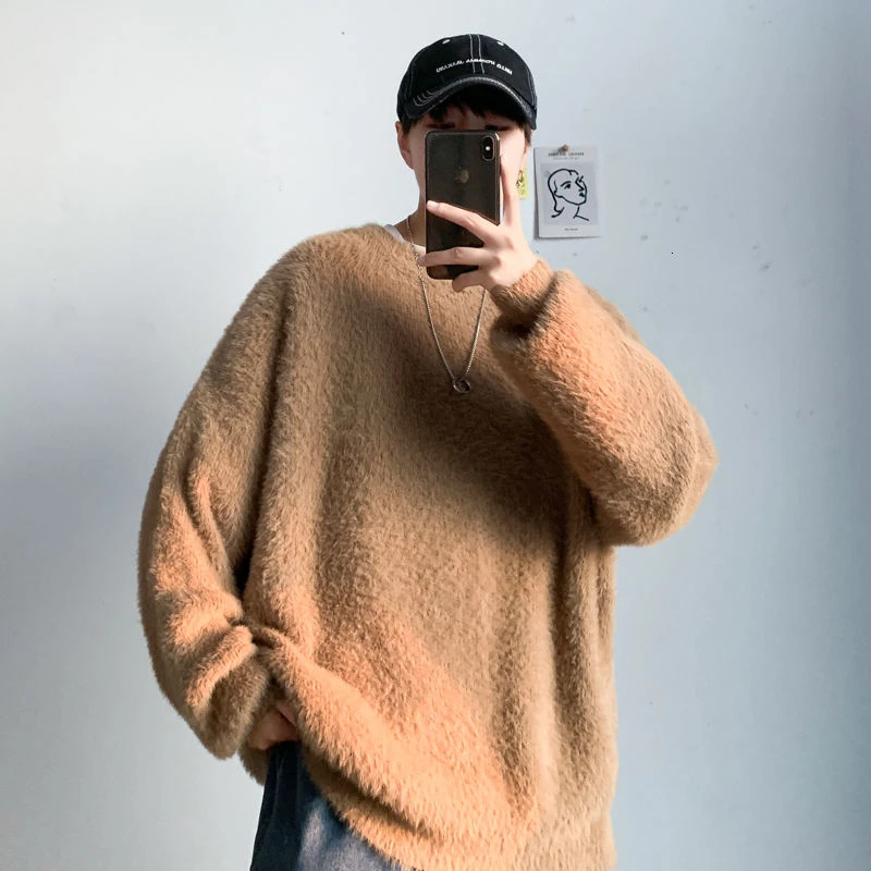 

Winter Thick Plush Sweater Men's Warm Fashion Casual Retro Knitted Pullover Men Wild Loose Korean Sweater Mens Clothes S-2XL