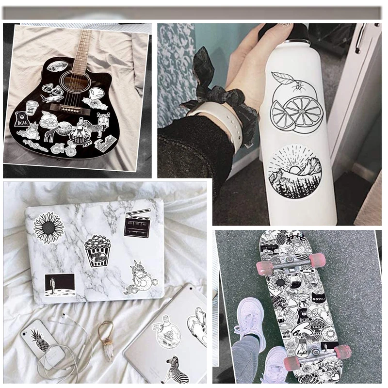 

50PCS Black and White VSCO Stickers For Laptop Stickers Computer Black Stickers Cute Stickers Black and White Waterproof Sticker