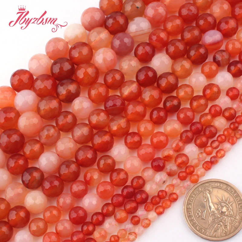 4 6 8 10 12mm Faceted Round Multicolor Carnelian Aagtes Natural Stone LooseBead For DIY Necklace Jewelry Making 15&quotFree Shipping |