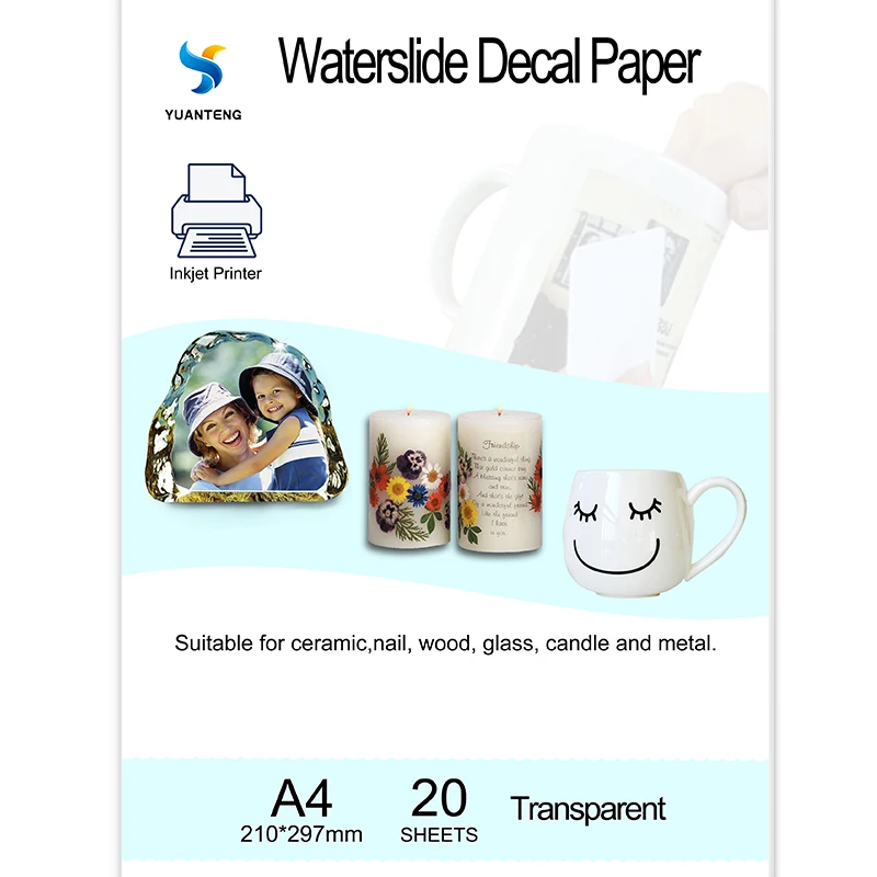 (20 шт./лот) A4 Размер струйная водная горка переводная бумага прозрачная печатная