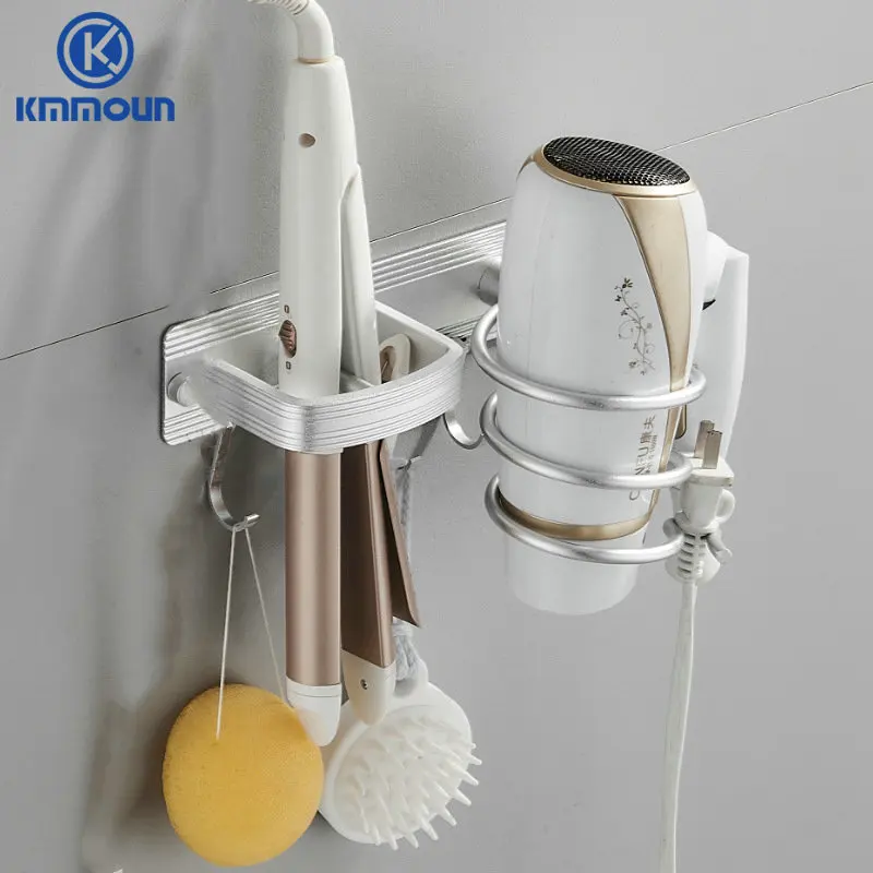 Black Hair Dryer Holder Novelty Households Rack Blow Bathroom Shelf Space Aluminum Wall Mounted Storage | Обустройство дома