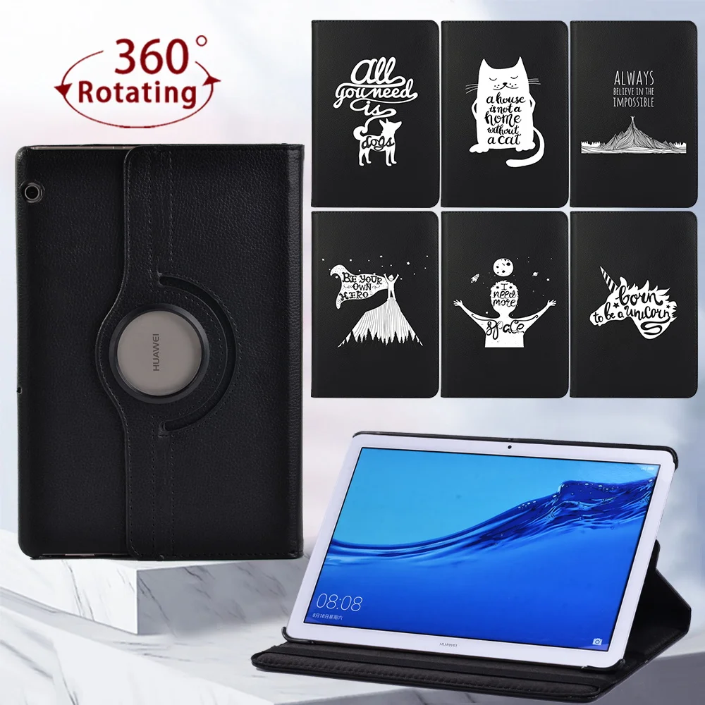 

For Huawei MediaPad T5 10 10.1 inch/T3 10 9.6 Inch 360 Rotating Tablet Case Automatic Wake-up Bracket Protection Cover + Stylus