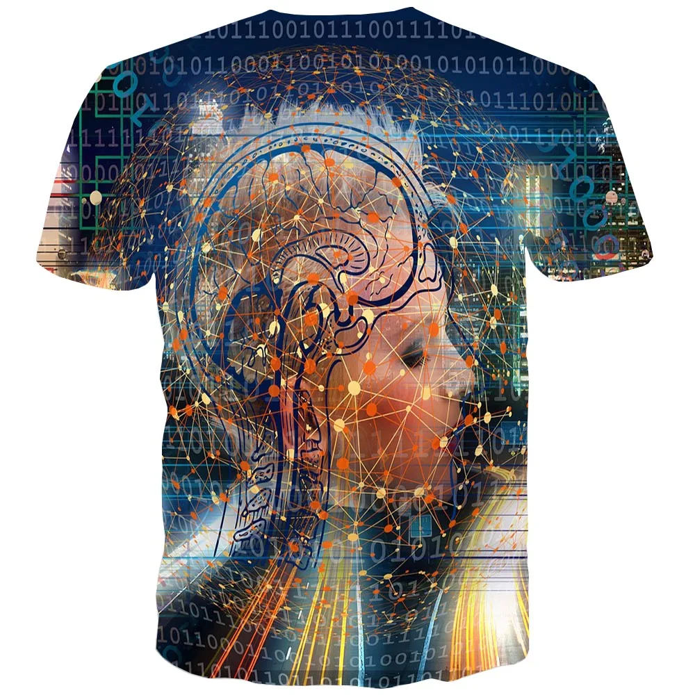 

UNEY Men Psychedelic Graphic Shirt Science 3D Print US Size T Shirt Unisex Tee Casual Top Novelty Clothing
