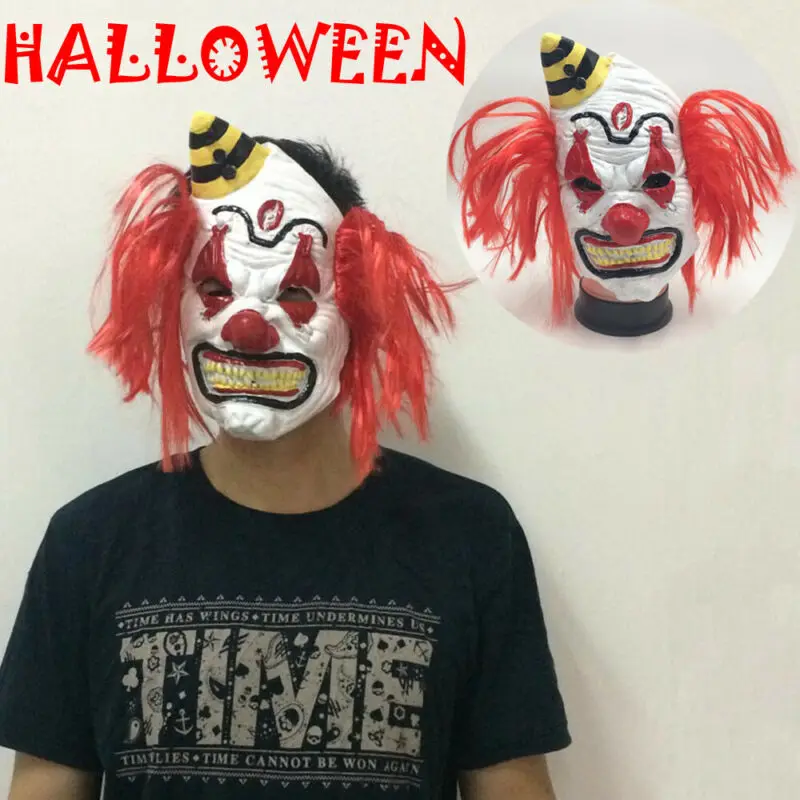 Горячая продажа Клоун Маска широкий дьявол красные волосы злой взрослый Жуткий
