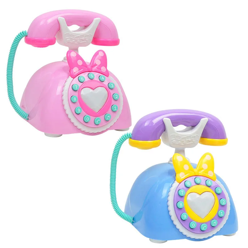 

Детская игрушка, имитация Ретро телефона, светлый музыкальный мультяшный пазл раннего развития, старинный стационарный