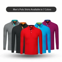 adult male t shirt high quality cotton long sleeved polo shirt men tees button collar work commute tops clothing wholesale 240g