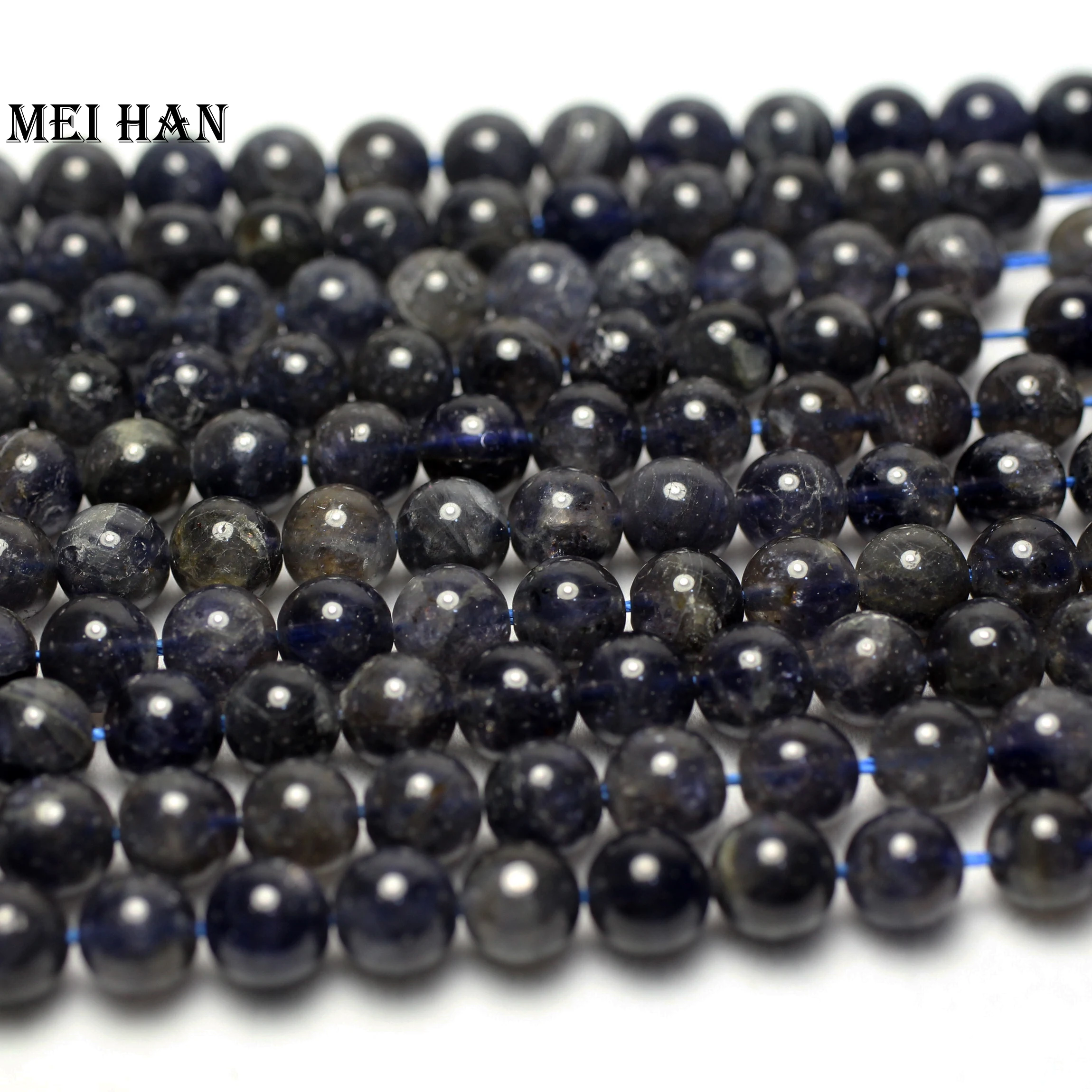 Meihan оптовая продажа натуральный иолит 8 мм Гладкие Круглые свободные бусины из