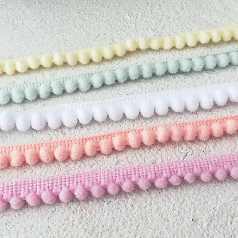 2m High Quality Cream Pink Gray 1.2cm Plush Pom Ball Lace Trims Handmade diy Clothing Tassel Curtain Decoration Accessory LC0312 | Дом и сад