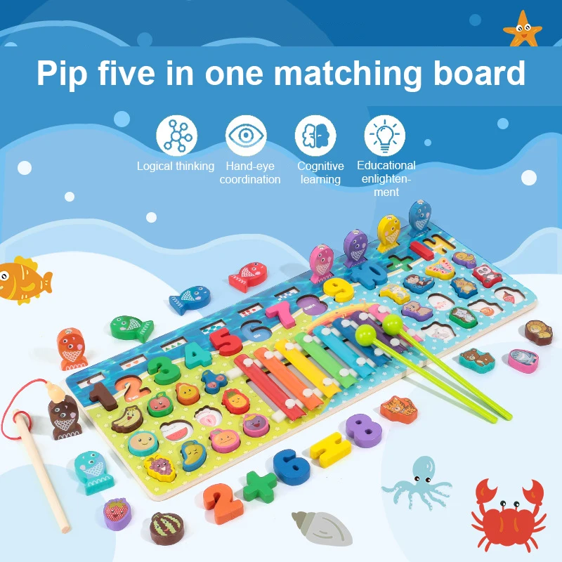 Пять в одном для рыбалки цифровой строительный блок доска соответствия игрушка