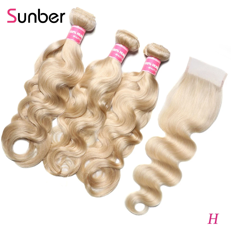 Волосы Sunber 613 блонд пряди с застежкой перуанские волнистые человеческие волосы