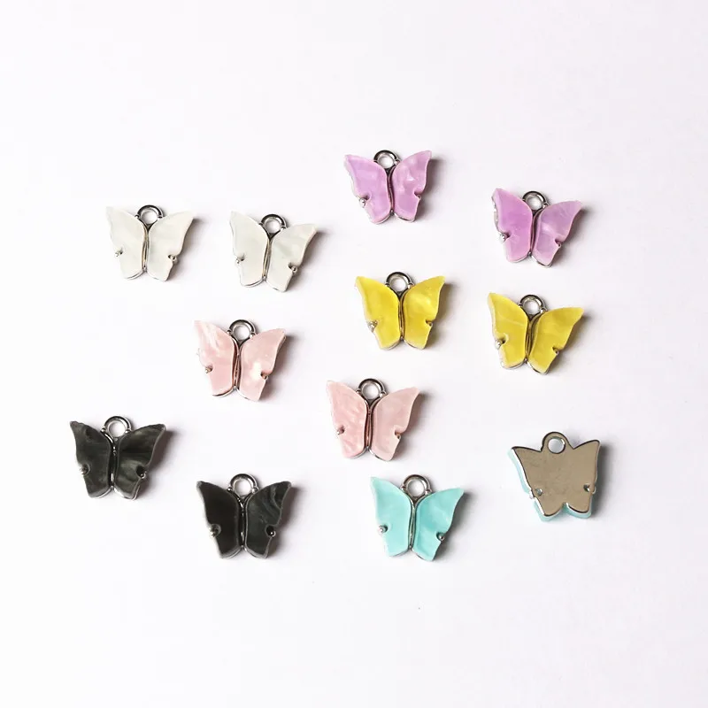10 шт./лот трендовые акриловые подвески в виде бабочек из сплава милые DIY Подвески