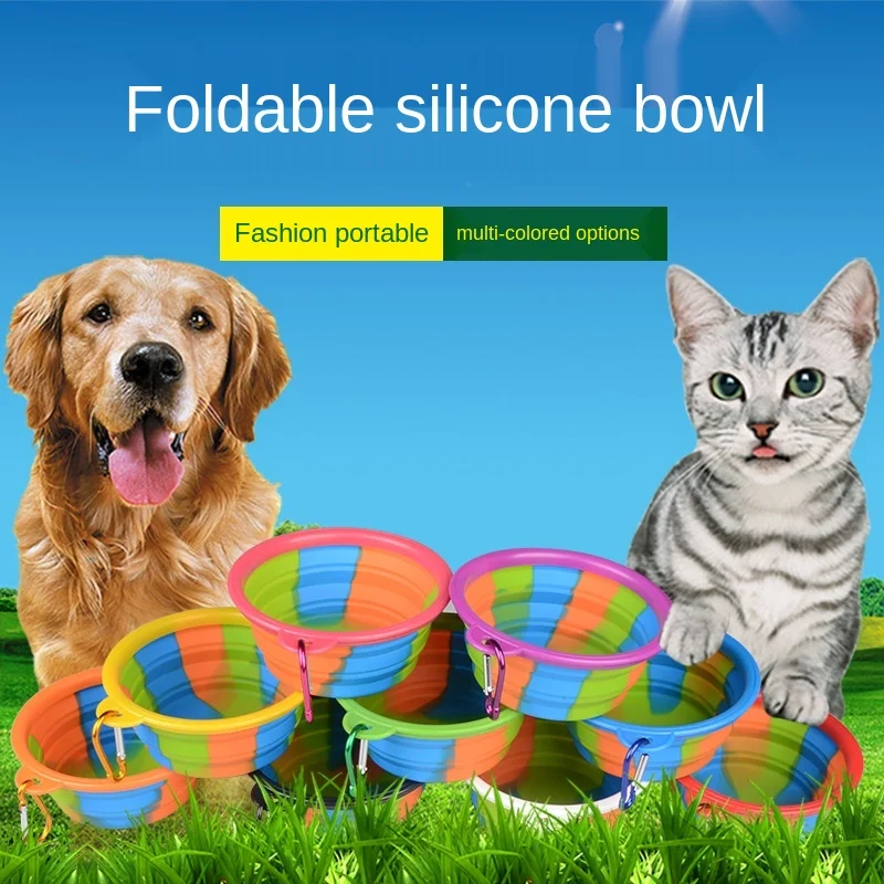 

Pet folding bowl camouflage silicone portable dog food utensils dog bowl food bowl pet supplies