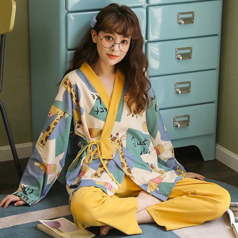 Пижамный костюм для девочек штаны с длинным рукавом домашняя одежда японское