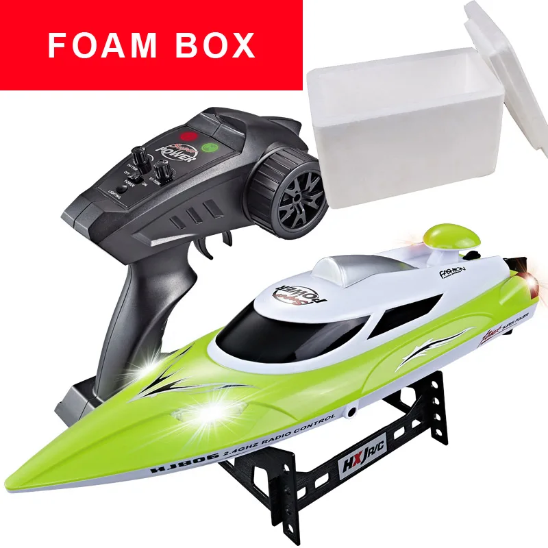 Green Foam Box Радиоуправляемая лодка Высокая скоростная лодка HJ806 2,4 ГГц 4 канала 35 км/ч гоночный флип Водонепроницаемый пульт дистанционного управления 200 м дистанционное управление игрушки - Цвет: Green Foam Box
