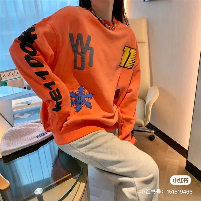 

Толстовки большого размера с принтом We11done для мужчин и женщин, толстовка с круглым вырезом высокого качества в масштабе 1:1