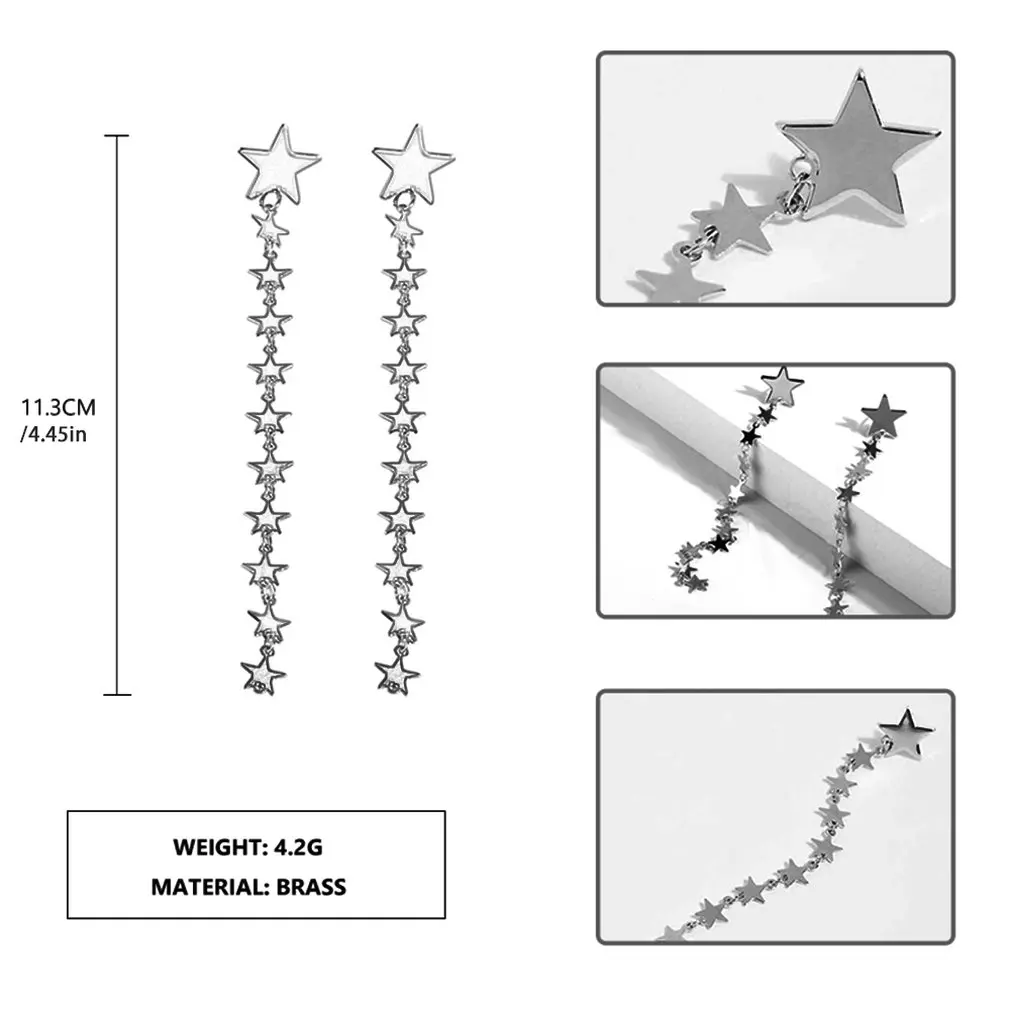 Модные Простые преувеличенные золотые серьги со звездами индивидуальные Крючки