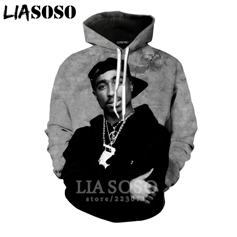 2pac толстовки LIASOSO забавные для мужчин и женщин Аниме Толстовка 3D принт Рэпер Хип Хоп с длинным рукавом Уличная Топ пуловер с круглым вырезом B182-10