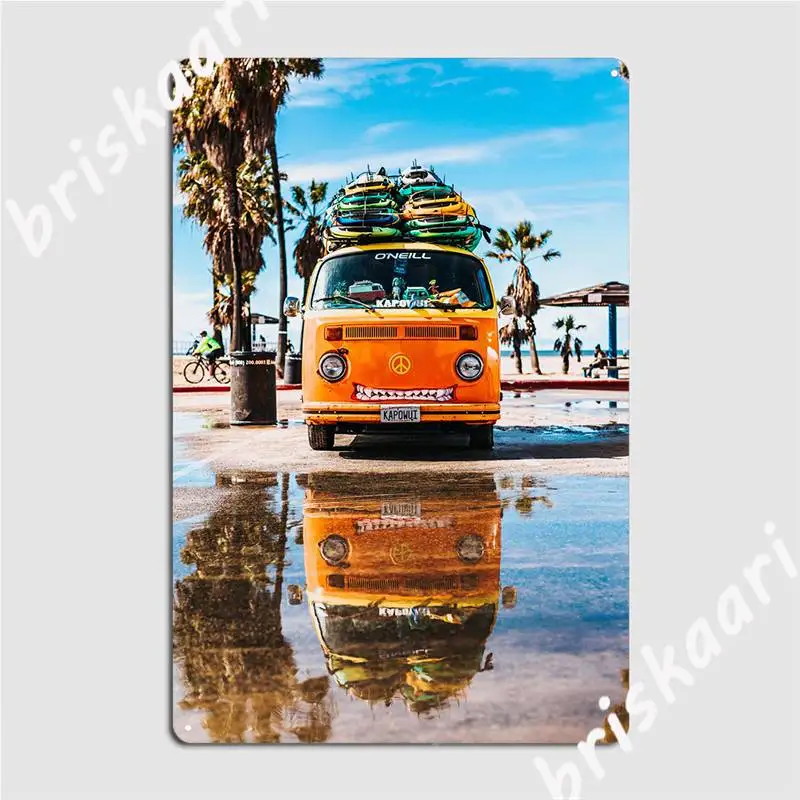 Автобус с досками для серфинга металлический знак настенная пещера ретро