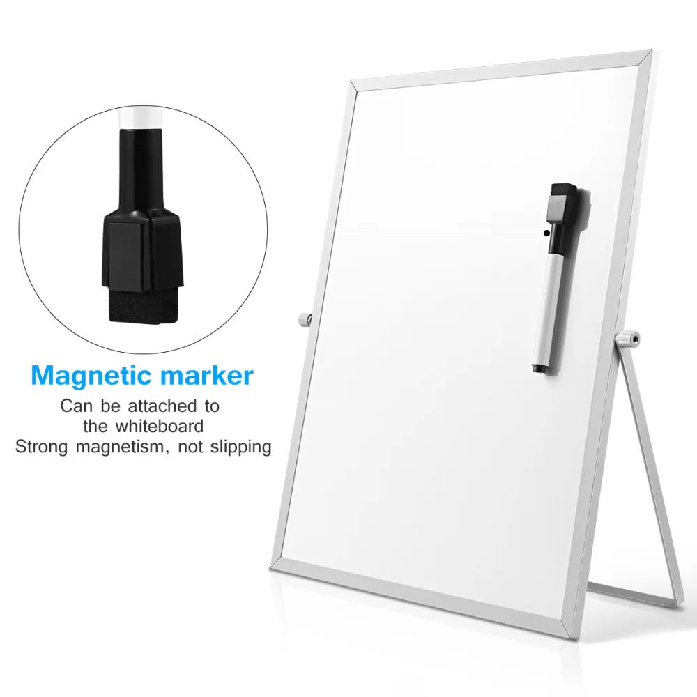

STOBOK Magnetic Dry Erase Board Double Sided Personal Desktop Tabletop White Board Planner Reminder with Stand for School Home