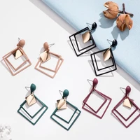 2021 new korean womens statement earrings black retro geometric pendant gold earrings stud fashion jewelry gifts wholesale