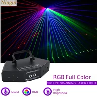 6 lens rgb full color scan laserdmx512 led linear beam effect stage lightinglaser show systemdisco dj party scanner projector
