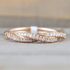 Модное кольцо цвета розового золота, винтажное обручальное кольцо с кубическим цирконием для женщин и девочек, подарок