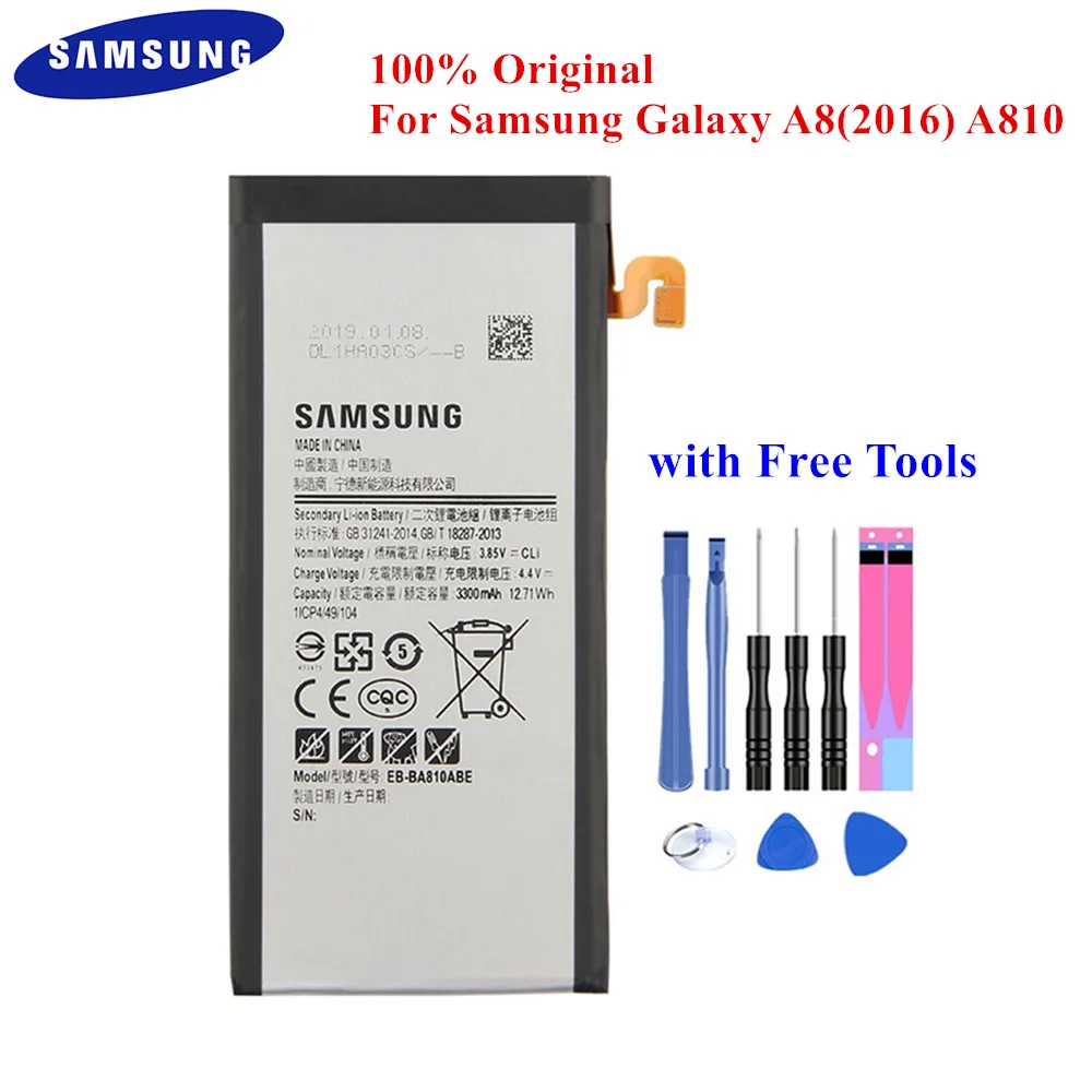 Оригинальный аккумулятор для Samsung Galaxy A8(2016) 100% оригинальный A810F/DS 3300 мА/ч с