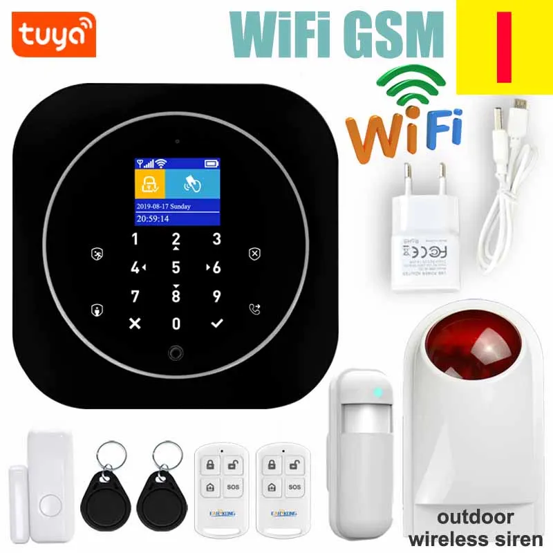 I Wifi GSM система домашней сигнализации IOS Android Tuya приложение RFID lcd сенсорная клавиатура 433 МГц беспроводной датчик комплект сигнализации 11 языков для переключения - Цвет: I
