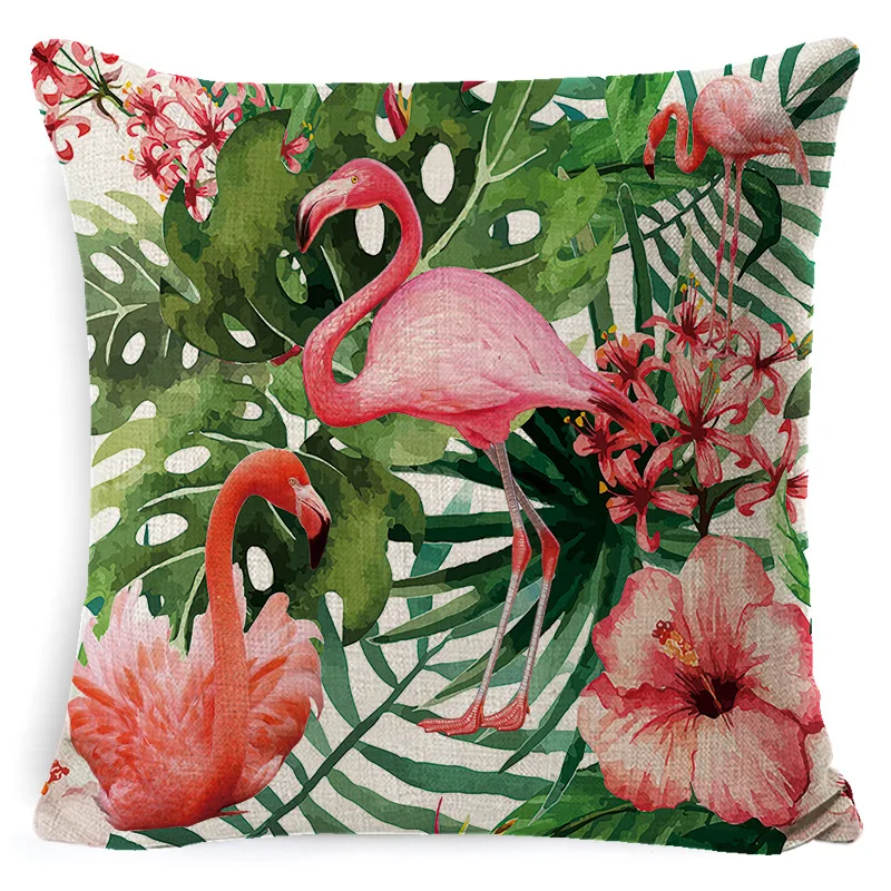 

1 pcs Chloroplastida Color Leaf pillowcase family chair upholstery pillowcase 45x45cm flower bird print pillow