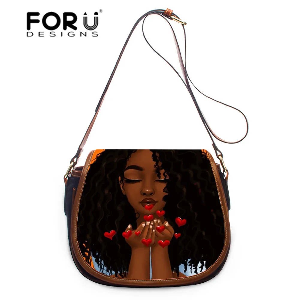 Наплечные сумки FORUDESIGNS Singer для женщин черные мессенджеры африканских девушек