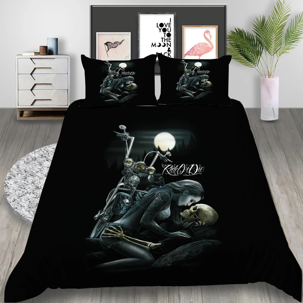 Beauty Motorcycle 3D Print Comforter Bedding Set Duvet Covers Pillowcase Luxury Queen King Size Adults Gift Hot Sale Rick Owens | Дом и сад