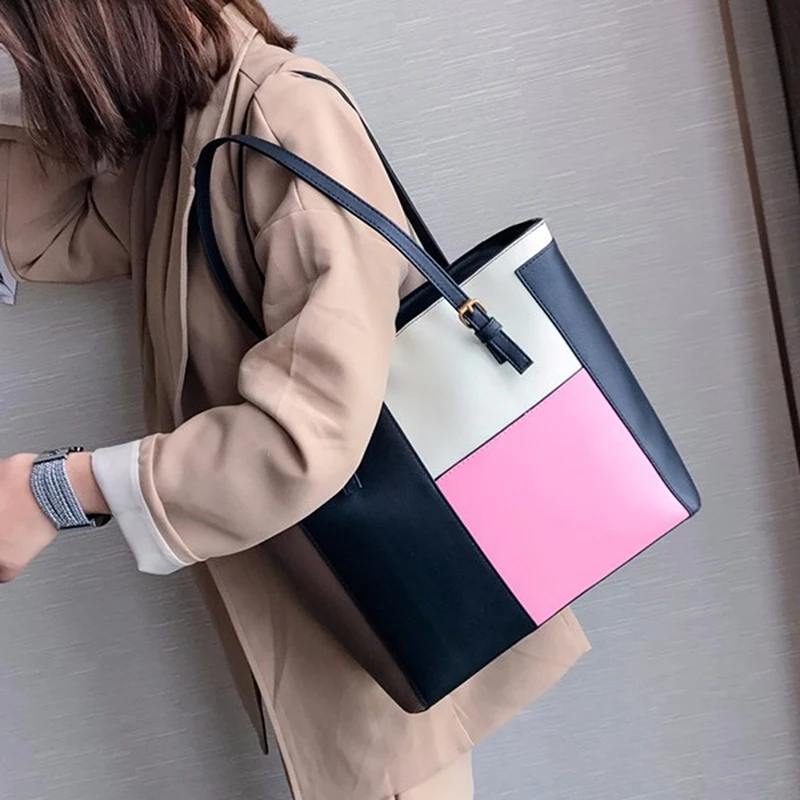 Женская модная повседневная сумка в стиле пэчворк Большая вместительная через