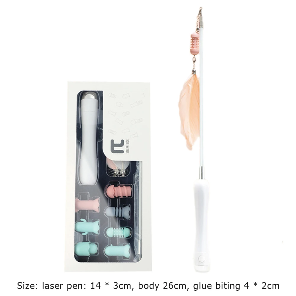 

7pcs Cat Teaser Stick Feather Replacement Catcher Laser Cat Interactive Toy Set Feather Stick Toy Pet Supplies Cat Accessory