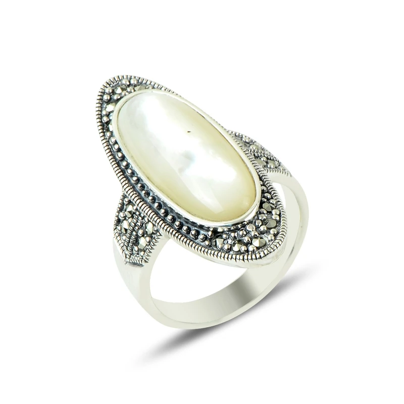 

Silverlina Silver Marcasite & Pearl Cubic Zirconia Ring