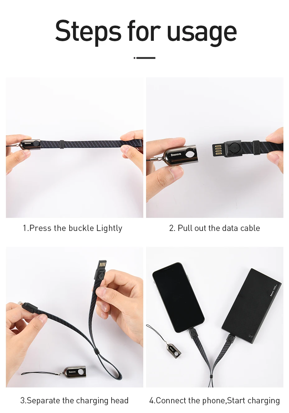 Baseus портативный короткий usb зарядный кабель для iPhone xs max xr 8 7 6s plus 11 ipad pro Зарядка для apple lightning Кабель шнур