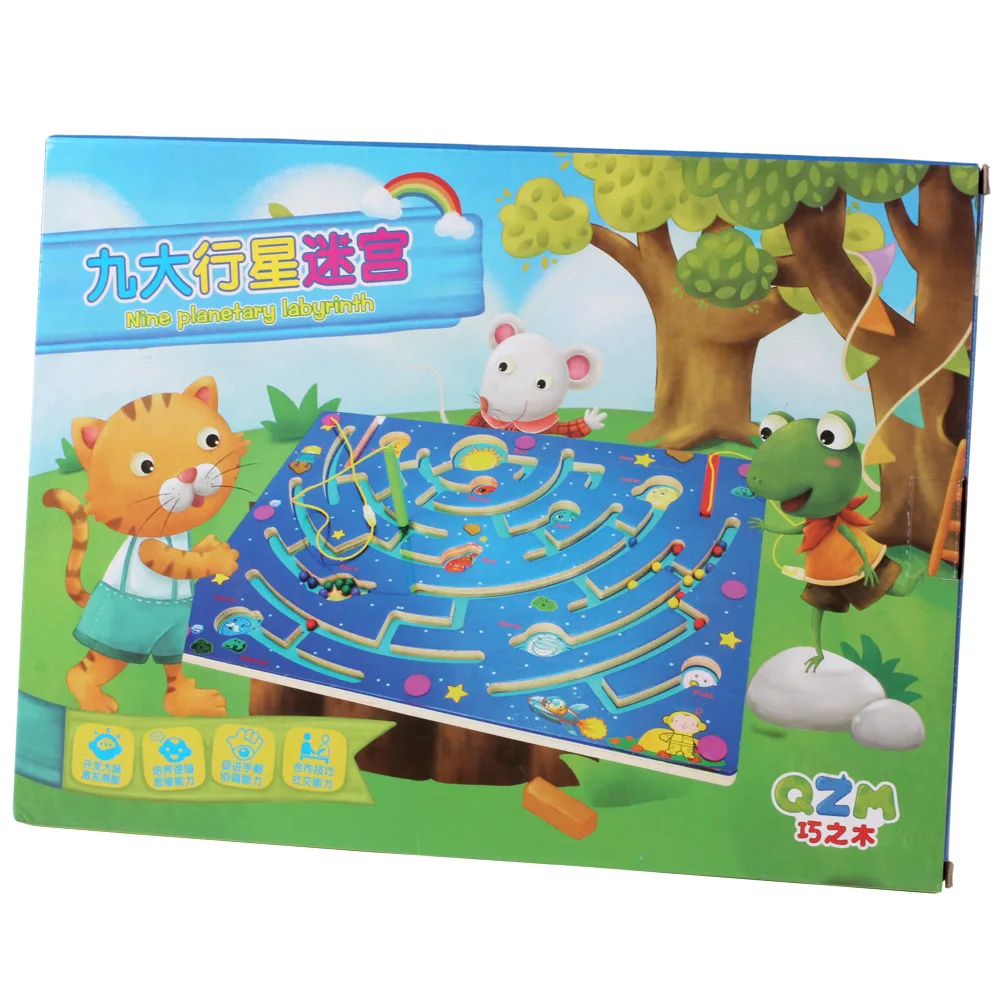 Бесплатная доставка деревянная магнитная ручка лабиринт Шариковая игрушка