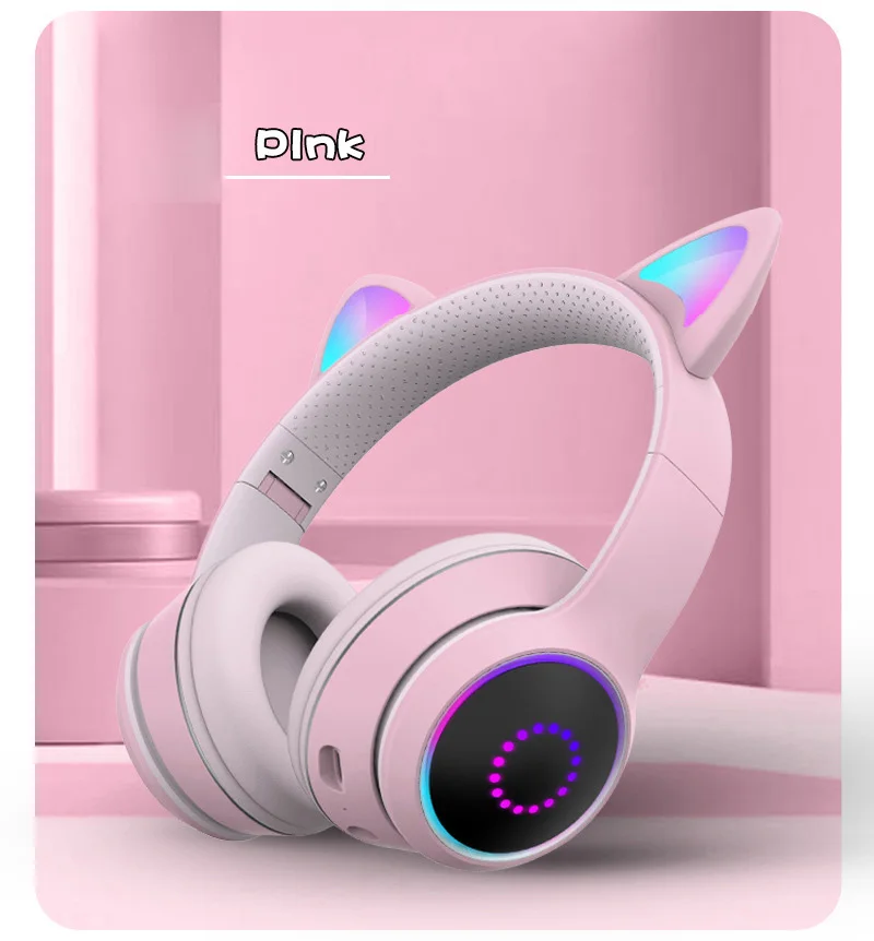 

Cat Ears Cute Style Wireless Headband Game Headphone For Grils Gift Colorful BT5.0 Headset Beauty Bluetooth-compatible Headphone