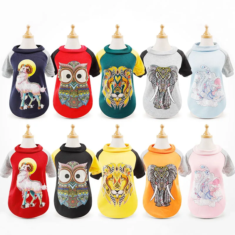 Color Drawing Dog Clothess Winter Warm Pet Coat Puppy Jacket Chihuahua Hoodies For Small Medium Dogs Yorkshire Clothing 10E | Дом и сад