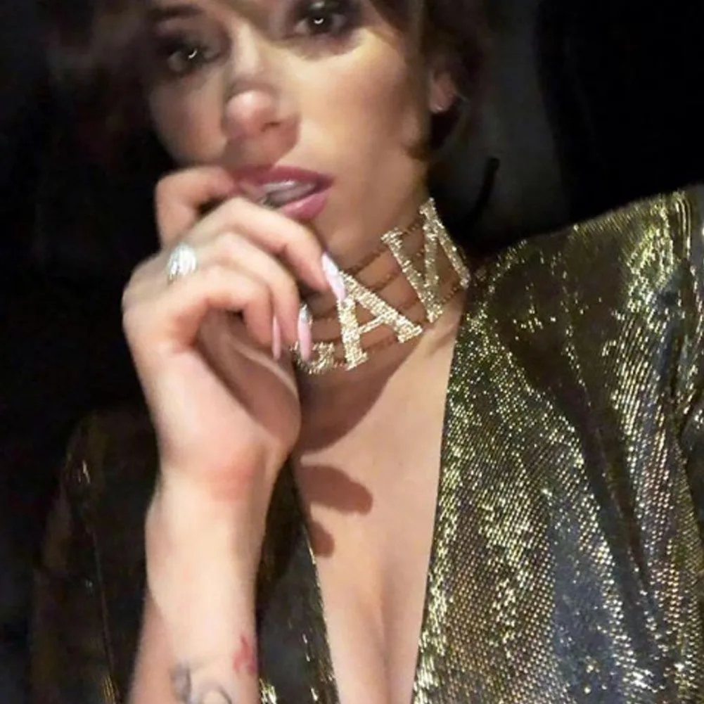 

Europe and America Exaggeration Woman Chokers Necklaces FANCY Wide Form FashionJewellery Necklace Letter Capitalize Statement