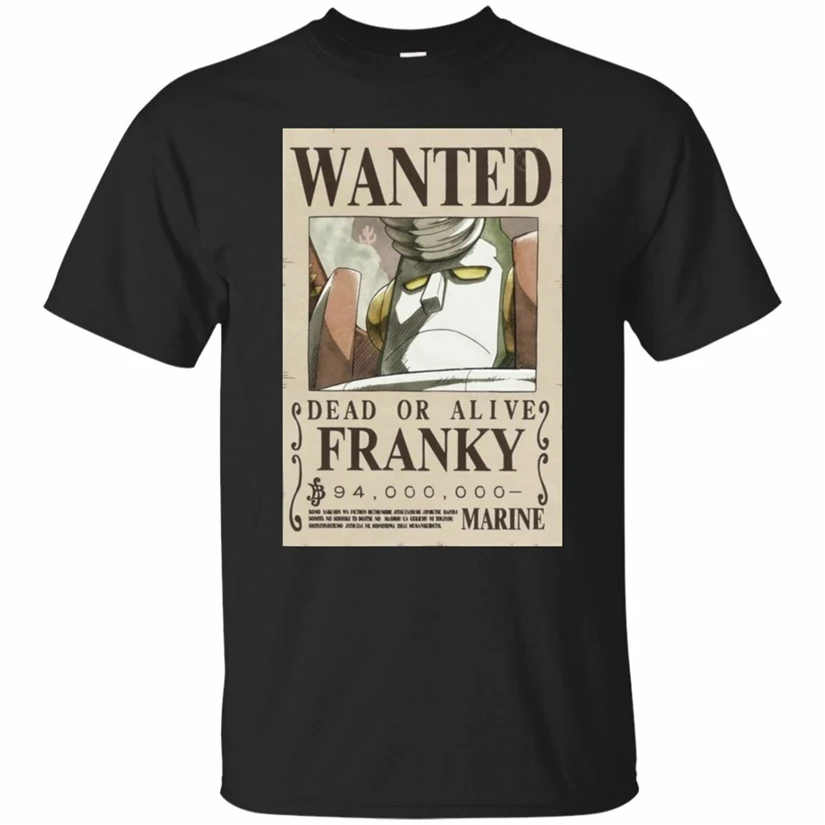Одна деталь аниме Franky'S хотел плакат Футболка рукав черный военно морской флот