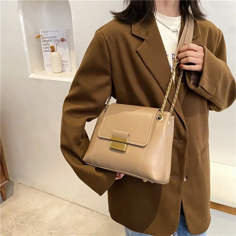 

OLSITTI Simple Small Luxury PU Leather Shoulder Bags for Women 2020 Winter Brand Women Designer Chain Shoulder Bag Sac Epaule