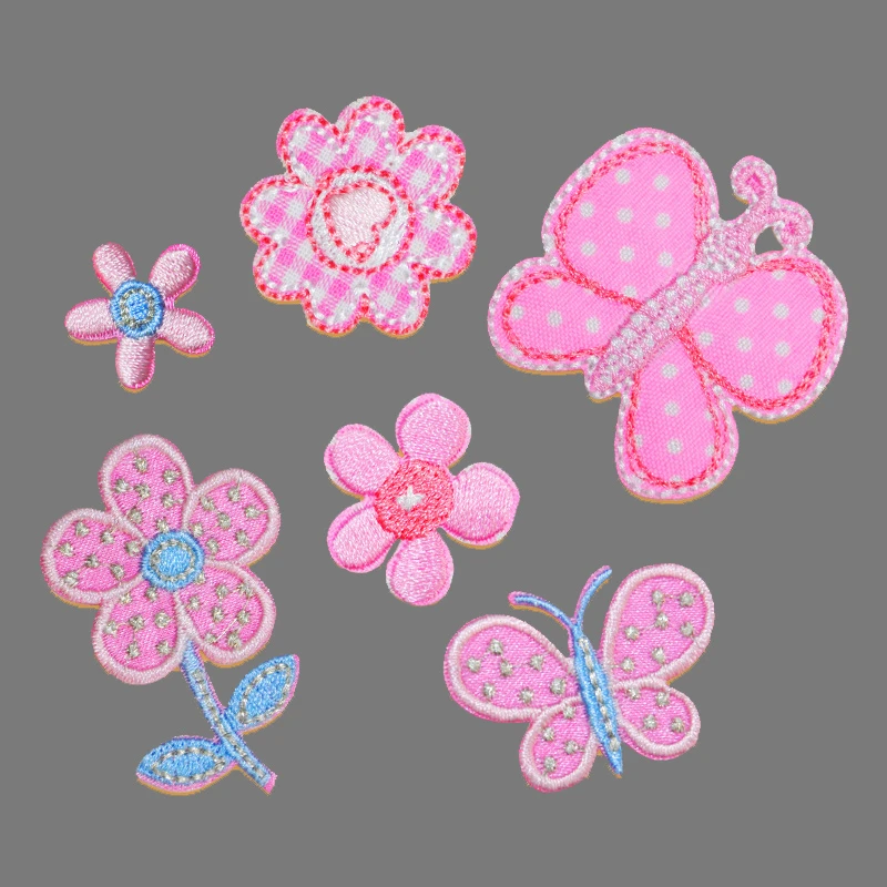 Аппликация для вышивки в виде розового велосипеда цветов бабочек патчи утюга