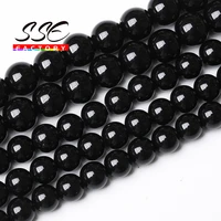wholesale black glass beads natural stone loose beads 15 strand 4 6 8 10 12 14 mm for jewelry making diy bracelet accessories