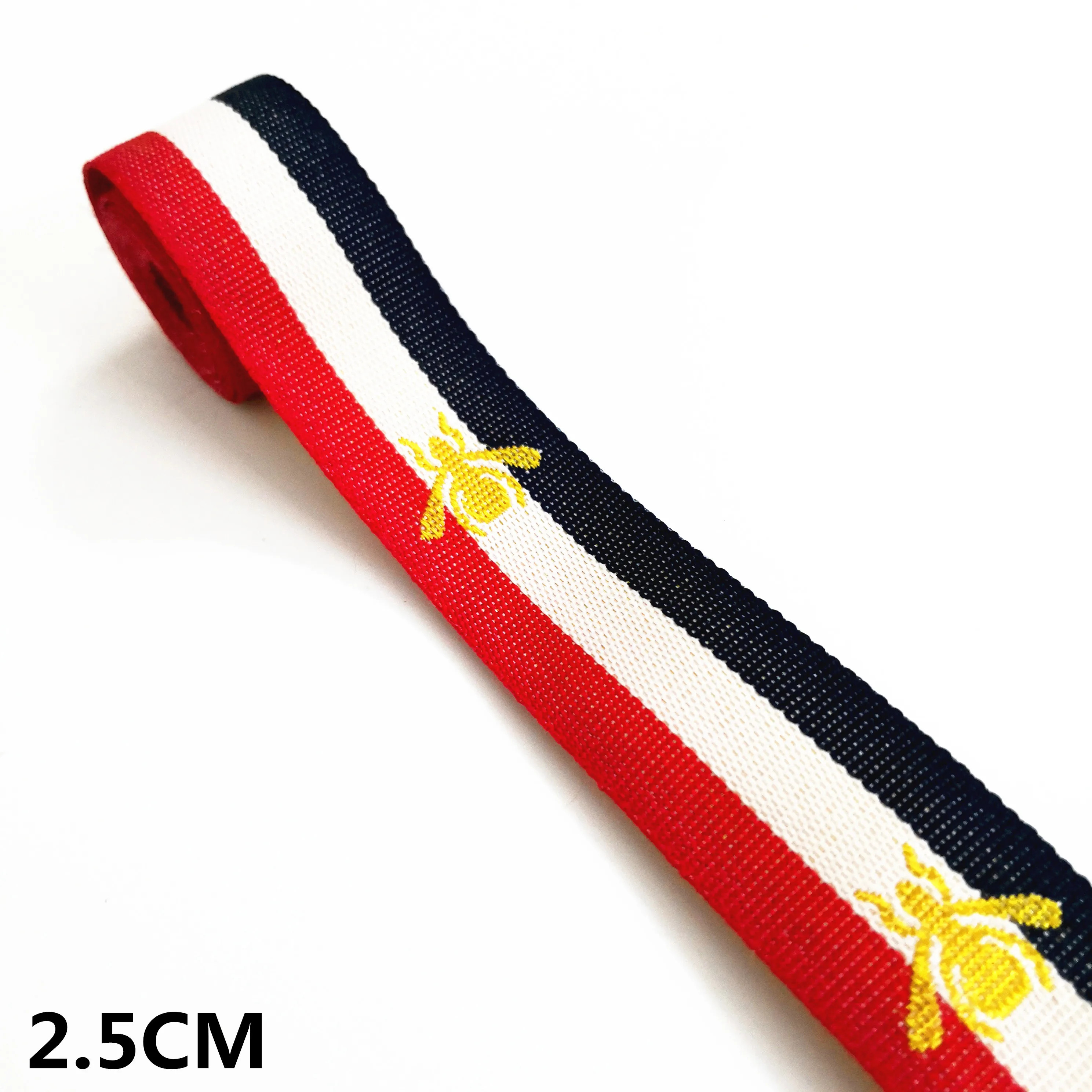 2.5cm bee red white 2 метра английские буквы, лента, ленточный ремень, используемый для одежды, сумки, головные уборы, шляпа, есть другой знак, символ, лента DIY ручной работы - Цвет: 2.5cm bee red white