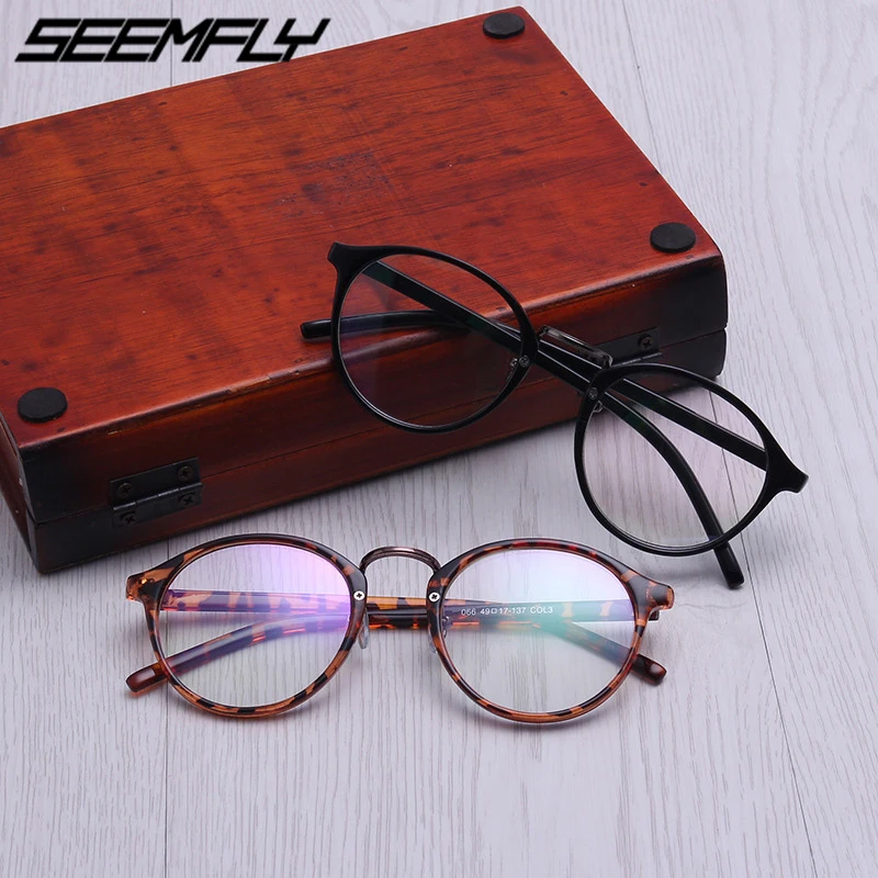 Очки Seemfly женские для близорукости с цветочным принтом металлические круглые