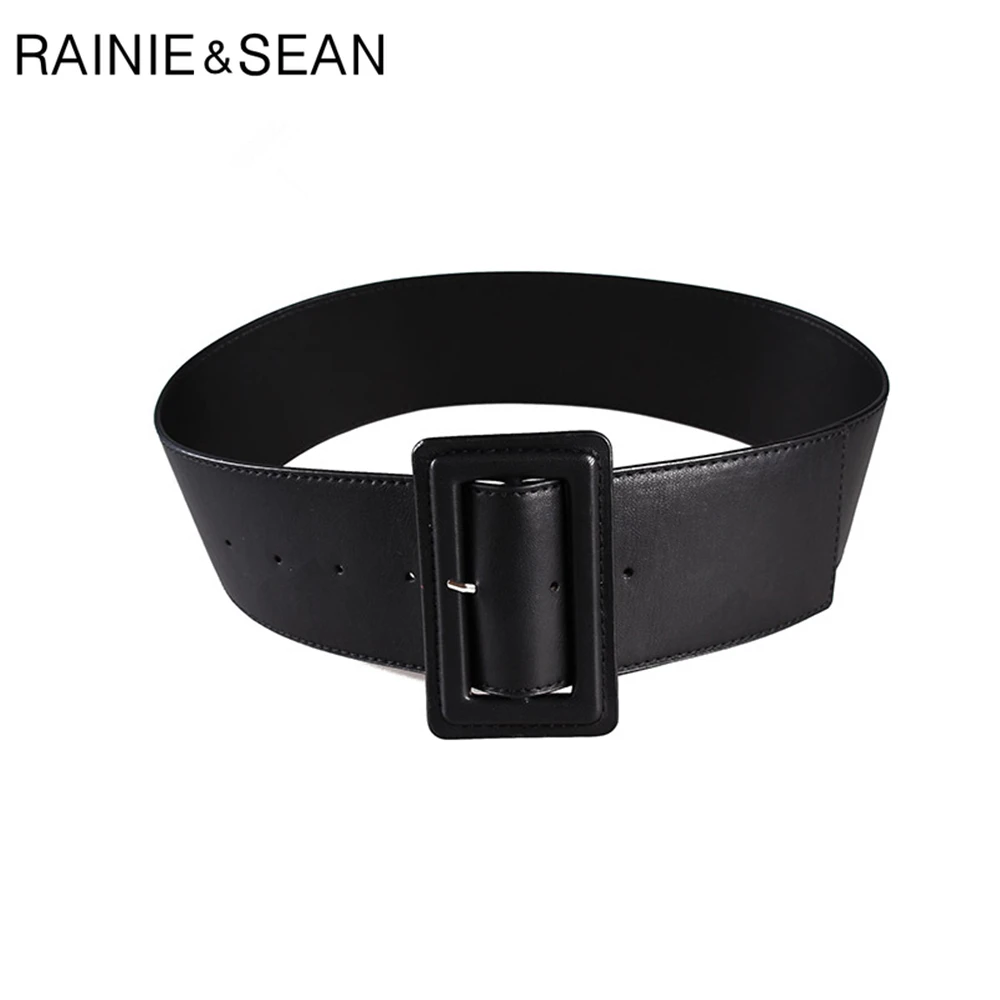 Женские кожаные ремни RAINIE SEAN широкие однотонные синего и зеленого цвета с