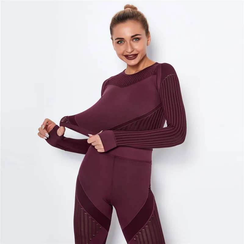 Высокоэластичные бесшовные рубашки для йоги топы фитнеса тренировочные